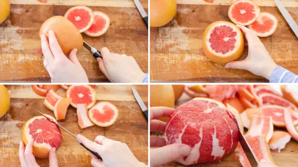 Cómo cortar una toronja (¡5 maneras diferentes!) - Con el lado untado con mantequilla hacia arriba
